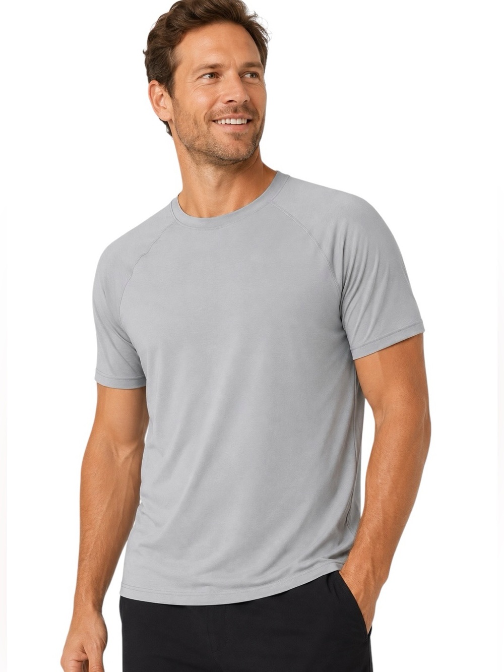 Tommy John Men Medium Gray Second Skin Raglan Sleeve Crew Neck T-Shirt Size M